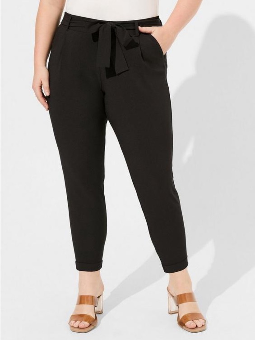 Studio by Torrid Black Tie-Waist Ankle Trousers Plus Size 2 / 2X Career Workwear